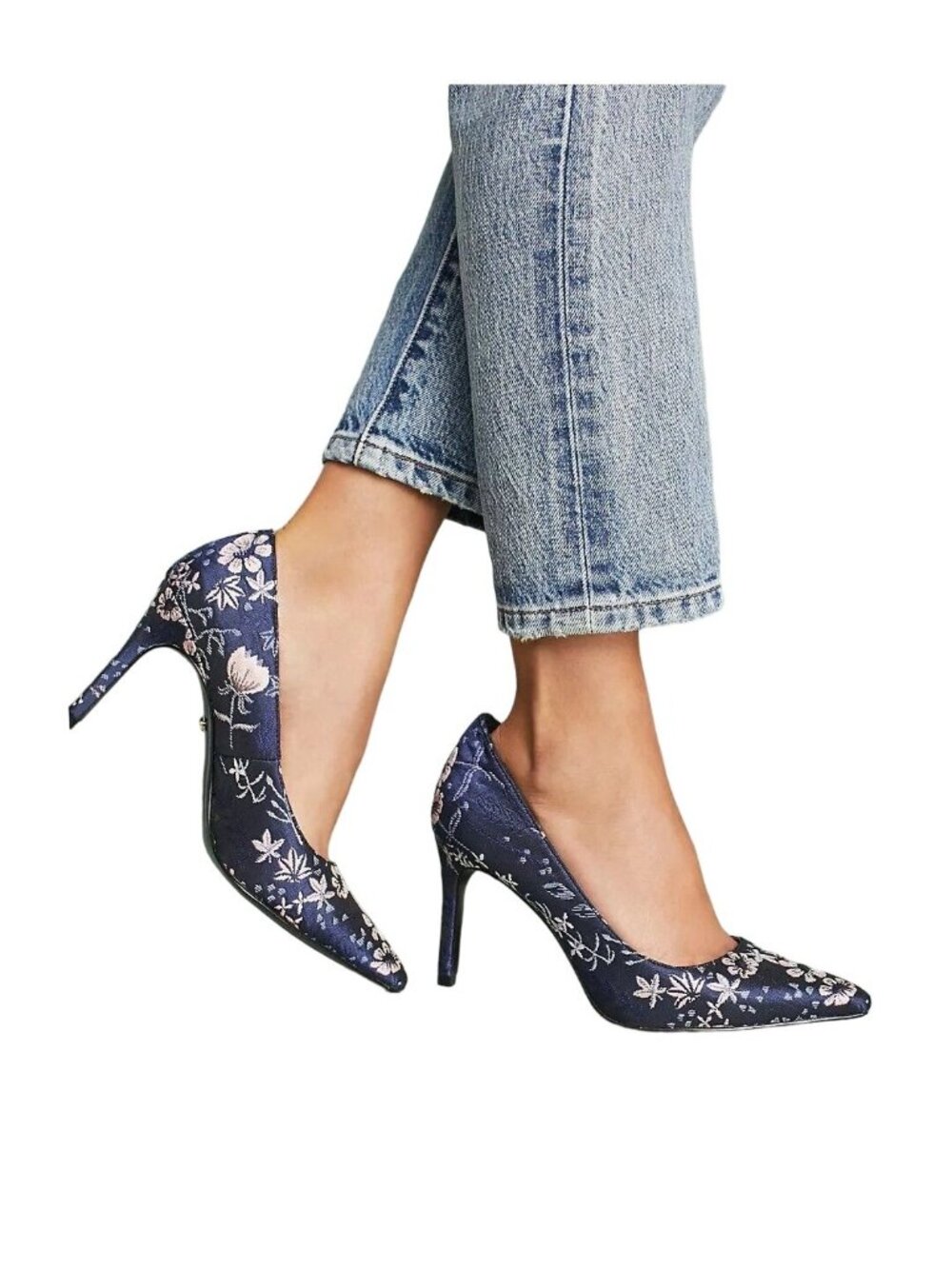 Charles David Denise Blue Floral Brocade Stiletto Heels Women Size 8.5 - Picture 13 of 13